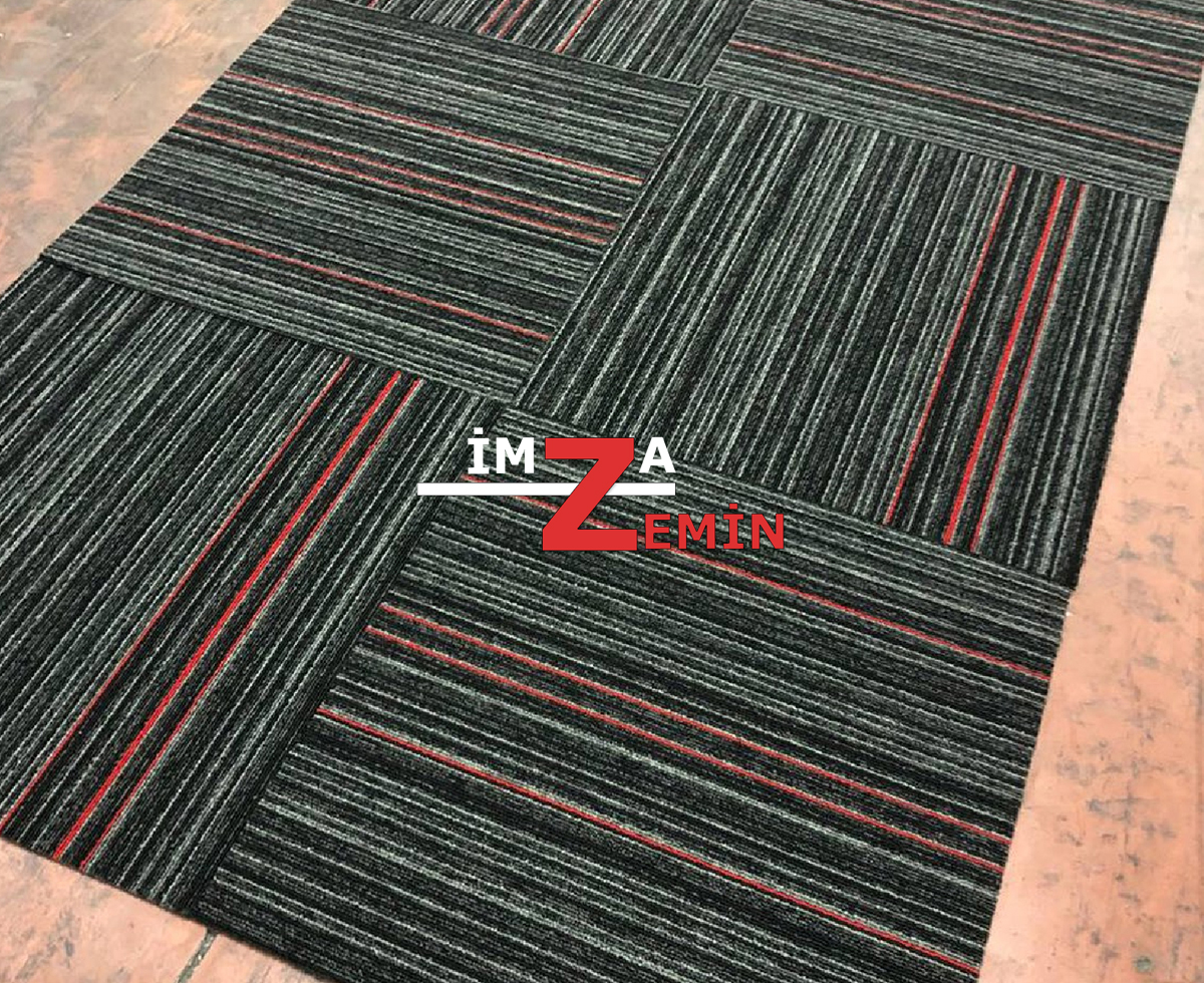 Düz Çizgili Karo Ofis Halısı ColorLines Karo Halı