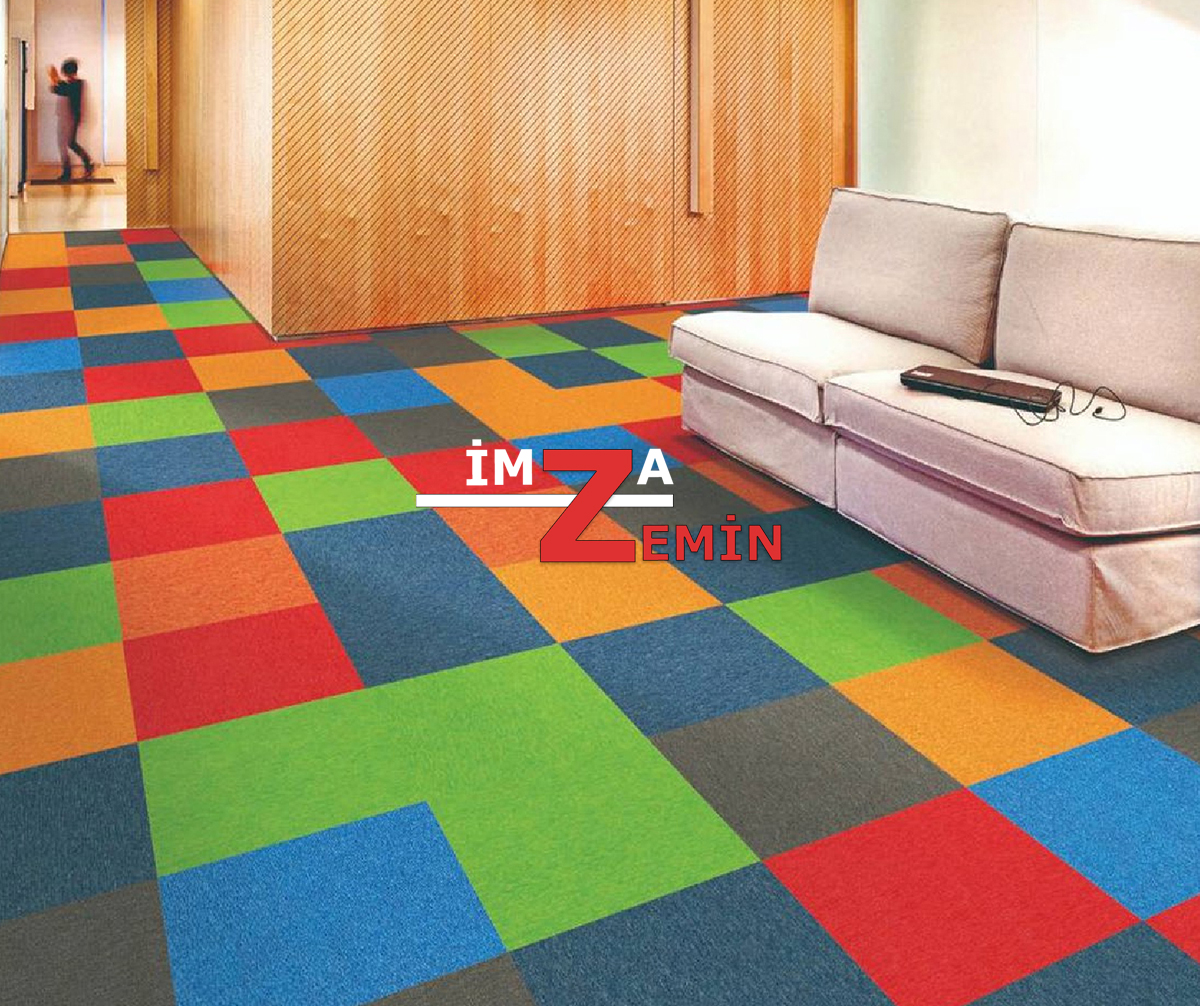 Renkli Karo Ofis ve Otel Halısı ColorPlus Karo Halı
