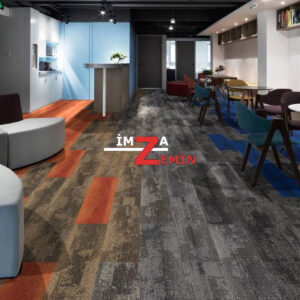 Saxony Karo Halı Karışık Renkli Karo Ofis Halısı